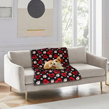 Load image into Gallery viewer, Gowyeg Dog Blankets for Large Dogs, 50"x40" Blanket Washable, Fuzzy Soft Pet Mat Throw Cover for Kennel Crate Bed, Cute Paw Pattern, Cat Blanket, Gifts Medium Small Pet Essentials, Black Red
