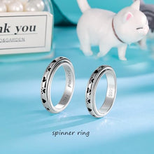 Load image into Gallery viewer, LYTTMAB Stay Pawsitive Ring Anxiety Ring for Women Spinner Ring, Sterling S925 Silver Fidget Ring Animal Pet Cat Dog Paw Ring Size 5,Love
