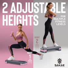 Load image into Gallery viewer, Step Aerobics Platform Set with Weighted Vest &amp; Measuring Tape, Aerobic Steppers for Exercise at Home- Pink Grey
