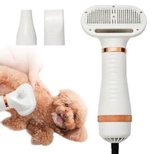 Load image into Gallery viewer, 3-in-1 Pet Hair Dryer Brush for Dogs &amp; Cats Portable, Dog Hair Blower &amp; Slicker Brush Adjustable Temp (Low/Middle/High), Overheat Protection
