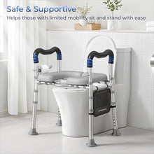 Load image into Gallery viewer, KingPavonini Toilet Seat Risers for Seniors, Raised Toilet Seat with Handles with Adjustable Height &amp; Width
