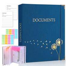 Load image into Gallery viewer, XKDOUS Important Document Organizer with 9 Pockets, Aesthetic Folio Folders 3-Ring Accordion Storage Binders Linen Expanding File Folder for Papers, Documents and Files
