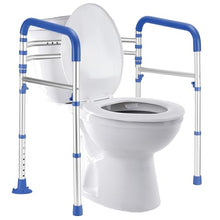 Load image into Gallery viewer, Lianjindun Toilet Safety Rails, Adjustable Toilet Frame for Elderly, Seniors, Handicap &amp; Disabled, Foldable Handicap Toilet Handles Fit Any Toilets（Dark Blue）
