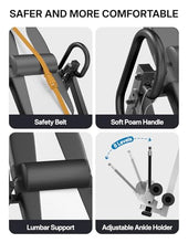 Load image into Gallery viewer, YOLEO Gravity Heavy Duty Inversion Table with Headrest &amp; Adjustable Protective Belt Back Stretcher Machine for Pain Relief Therapy (Black)
