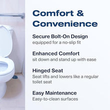 Load image into Gallery viewer, VMS Deluxe Bolt-On Hinged Raised Toilet Seat - Available in Elongated &amp; Standard Styles, 300 lbs Weight Capacity (Elongated)
