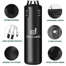 Load image into Gallery viewer, Odoland Punching Bag Set for Adults, 4FT PU Heavy Boxing Bag with 12OZ Boxing Gloves, Hand Wraps, Hanging Chains for MMA Karate Kickboxing Martial Art Home Gym Trainging - Unfilled
