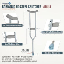 Load image into Gallery viewer, Dynarex Bariatric HD Steel Adult Crutches - Extra Heavy Duty Bariatric Crutches with Underarm Pads

