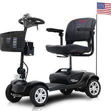 Load image into Gallery viewer, Metro Mobility 4 Wheel Folding Mobility Scooter for Adults - 300 lbs Capacity Powered Mobility Scooters for Seniors, Travel - Long Range Power Extended Battery with Comfortable Larger Legroom - Gray
