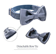 Load image into Gallery viewer, ARING PET Bowtie Dog Collar,Velvet Dog Collars with Detachable Bowtie, Cute &amp;Comfortable Dog Collar, Blue X-Large.
