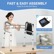 Load image into Gallery viewer, TABEKE Toilet Safety Rails for Seniors, Adjustable Height &amp; Width Toilet Safety Frames with Handles, Foldable Toilet Rails for Disabled Elderly Fit Most Toilets (w. Suction Cups)
