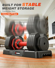 Load image into Gallery viewer, Rendpas Adjustable Dumbbells Set of 2, 5 in 1 Free Select Weight Dumbbell Set with Anti-Slip Texture Handle, Weight Set for Home &amp; Gym, Suit Both Men and Women, Red, 25 Lb, 2 Pcs
