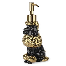 Load image into Gallery viewer, NEWHENGS Poodle Shaped Soap/Lotion/Hand Sanitizer Ceramic Dog Lover Stainless Steel Pump Dispenser for Dog Mom Gifts, Refillable for Kitchen and Bathroom (Gold/Black)
