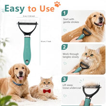 Load image into Gallery viewer, Dog Brush and Cat Deshedding Rake, Pet Grooming Tool for Shedding with Rounded Stainless Steel Teeth, Comfortable Grip for Long or Thick Coats (Orange)
