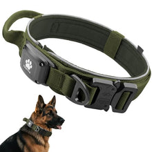 Load image into Gallery viewer, 2026 Upgrade Dog Collar with IPX8 Waterproof AirTag Holder,Military Tactical Comfortable Control Handle and Ultra-Durable Metal Buckle/Night Reflective,GPS Collar for Medium to Large Dogs（ArmyGreen/L）
