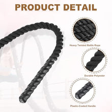 Load image into Gallery viewer, MECCANIXITY Battle Rope 20ft x 1 Inch Polyester Workout Rope Heavy Fitness Exercise Rope for Strength Training Home Gym Muscle Building, Black
