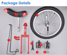Load image into Gallery viewer, 20 Inch Outdoor Unicycle Balance Exercise Fun Bike Fitness Scooter Circus, Adjustable Seat, Loads 150kg(Yellow,20 inch)
