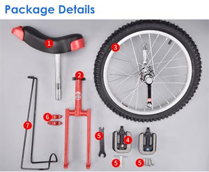 20 Inch Outdoor Unicycle Balance Exercise Fun Bike Fitness Scooter Circus, Adjustable Seat, Loads 150kg(Yellow,20 inch)