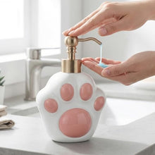 Load image into Gallery viewer, NEWHENGS Paw Shape Soap/Lotion/Hand Sanitizer Metal Pump Dispenser Funny Gifts, Refillable for Cute Kitchen and Bathroom Accessories (Matt White)
