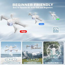 Load image into Gallery viewer, Mini Drone for Kids,Drones with Camera for Adults,Kids Drone with Gesture Control, One Key Start/Land, 3D Flips, Waypoints Fly, Headless Mode, 1080P HD FPV Foldable RC Quadcopter Toys Gifts for Boys
