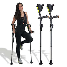 Load image into Gallery viewer, Ergobaum 7G Forearm Crutches for Adults (1 Pair-2 Units) — Ergonomic, Foldable with Shock Absorption,(Black)

