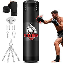 Load image into Gallery viewer, Punching Bag for Adults, 4FT Oxford Heavy Boxing Bag with Chains and Hand Wraps, Boxing Equipment for MMA Karate Kickboxing, Unfilled
