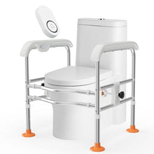 Load image into Gallery viewer, Emergency Alert Toilet Safety Rails for Seniors (665lbs), Adjustable LED Toilet Frame with Call Bell &amp; Handles for Elderly, Foldable Handicap Toilet Aid Support for Most Toilets, Stand Up Assist
