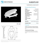 Load image into Gallery viewer, Centoco 3 inch Raised Toilet Seat for Seniors, Elongated, Open Front with Cover, Plastic, Made in the USA, 3L820STS-001, White
