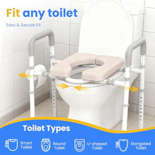 Load image into Gallery viewer, Male-Friendly Raised Toilet Seat with Handles, Adjustable Width Toilet Seat Riser for Seniors
