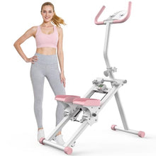 Load image into Gallery viewer, Stair Stepper for Home,Vertical Climber Step Machine with Stable Triangular Frame, 3-level Handrail Height &amp; Resistance &amp; Pedal Adjustment,LCD Monitor, Device Holder, Smooth Motion, 300 LBS White Pink
