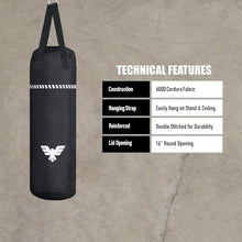 Load image into Gallery viewer, Elite Sports Boxing Bag 4 FT – Heavy Duty Canvas Punching Bag with Straps for Boxing, Training, MMA, Muay Thai, Kickboxing, Martial Arts &amp; Fitness – UNFILLED Heavy Bag
