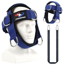 Load image into Gallery viewer, Fitness Neck Head Harness Trainer, Adjustable Chin Strap and Head Harness Strength with Nylon Tether, Neoprene Neck Workout Exerciser for Weight Lifting, Home and Gym Use, Blue
