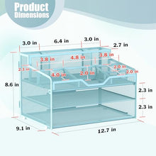 Load image into Gallery viewer, Docnest 3 Tier Mesh Desk Organizer for Paper Office Supplies – Multi-Functional Letter Tray with 5 Adjustable Compartments, 3 Pen Holders, Desktop Storage for Files, Mail, Stationery – Blue
