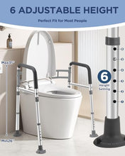 Load image into Gallery viewer, Toilet Safety Rails for Seniors, Adjustable &amp; Foldable Toilet Frame for Elderly and Disabled, Handicap Toilet Handles Fits Any Toilet (350 lb)
