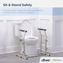 Load image into Gallery viewer, Drive Medical RTL12079 Toilet Safety Frame, Bathroom Grab Bar for Toilets, Freestanding Toilet Rail for Stability, For Users Up to 300 Pounds, White
