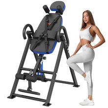 Load image into Gallery viewer, VEVOR Inversion Table, 300 lbs Capacity Heavy Duty Inversion Table, Decompression Back Stretcher Machine, Strength Training Equipment with Headrest, Ankle Lock, Adjustable Protective Belt, Blue/Black
