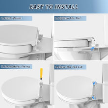 Load image into Gallery viewer, Huttdmel Raised Elongated Toilet Seat 18.5'' for Seniors – Soft Close, Quick Release &amp; Connect, Sturdy PP Material, Won’t Loosen, Ideal for Elderly &amp; Limited Mobility, White
