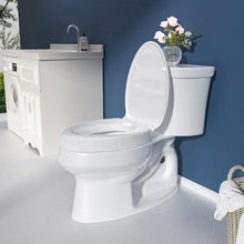 Load image into Gallery viewer, SAMODRA Raised Toilet Seat Riser, White, 3 Inch High Elevated Toilet Seat for Seniors, Soft Close, Easy Install &amp; Clean (Elongated)
