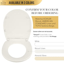 Load image into Gallery viewer, Bath Royale Round Toilet Seat Replacement with Cover BR500-01 Slow Close, Heavy Duty Sturdy, Stain-Resistant, No Jiggle and Easy to Clean, Fits All Toilet Brands, Executive Series - Biscuit/Linen,
