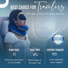 Load image into Gallery viewer, BCOZZY Travel Neck Pillow for Airplane– Patented Double Support for Head, Neck, and Chin. Best for Long Flights, Plane Sleeping, and Car Rides. Adjustable Size. Fully Washable. Carry Bag. Large, Black
