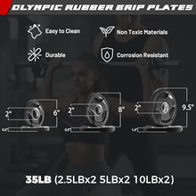 Load image into Gallery viewer, RitFit Barbell Weight Set - 4/6FT Olympic Barbell with Weight Plates (55-115LB Total) -  Hip Thrusts 4FT Silver Bar with 35LB Plates

