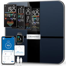 Load image into Gallery viewer, ABLEGRID Smart Body Fat Scale, Rechargeable Digital Bathroom Scale for Body Weight, Gradient Trends and Difference in Change Display, 22 Body Metrics, BMI, Muscle Mass, Heart Rate, Water Weight, 400lb
