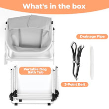 Load image into Gallery viewer, KITPLUS Portable Dog Bathtub, 5 Height Adjustable Dog Washing Station for Pet Shower and Grooming Foldable Bathing Tub with Storage &amp; Anti-Slip Design for Small Large Dogs Cats
