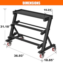 Load image into Gallery viewer, CHICAURA 3 Tier Dumbbell Rack with Lockable Wheels, 1200LBS Rolling Weight Rack
