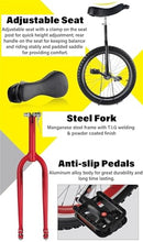 Load image into Gallery viewer, Single Wheel Unicycles Single Wheel Unicycles for Adults Kids, Outdoor Unicycle with Adjustable Seat, Leakproof Tire One Wheel Bike Tires Mountain Unicycle(24&quot;)
