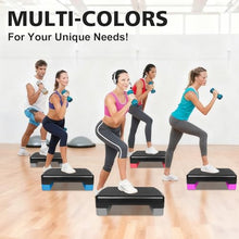 Load image into Gallery viewer, MIIUDGIG 18'' Adjustable Aerobic Step Platform, Adjustable Fitness 4-6in Exercise Stepper Workout with 2 Risers, Aerobics Stepper Workout Stepper for Home Gym Cardio Strength &amp; Training (Red)
