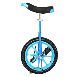 Single Wheel Unicycles 16-inch Kids Wheel Unicycle with Comfortable Saddle Seat & Rubber Mountain Tire (Blue)