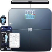 Load image into Gallery viewer, Amzmerit Smart Scale for Body Weight, 8-Electrode Larger Platform Digital Scale for Weight Fat BMI 50 Body Composition Measurement, Bluetooth &amp; Wi-Fi Digital Bathroom Scale, Rechargeable, Dark Gray
