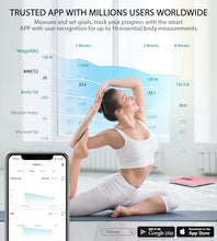 Load image into Gallery viewer, ABLEGRID Body Fat Scale,Digital Smart Bathroom Scale for Body Weight,Large Color Display Screen,22 Body Composition Metrics BMI,Water Weigh,Heart Rate,Baby Mode,400lb,Rechargeable-Rosegold
