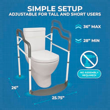 Load image into Gallery viewer, Stander Wonder Toilet Safety Rails for Seniors, Adjustable Detachable Toilet Frame with Padded Handles for Elderly Adults, Foldable Handicap Support Rail with Footrest, Fits Any Toilets
