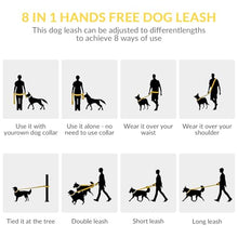 Load image into Gallery viewer, Léwind 8.2ft Hands Free Dog Leash,Versatile Waist &amp; Crossbody Lead for Medium Dogs,Waterproof &amp; Adjustable for Running Jogging Walking, 360° Swivel Metal Buckle (Yellow)
